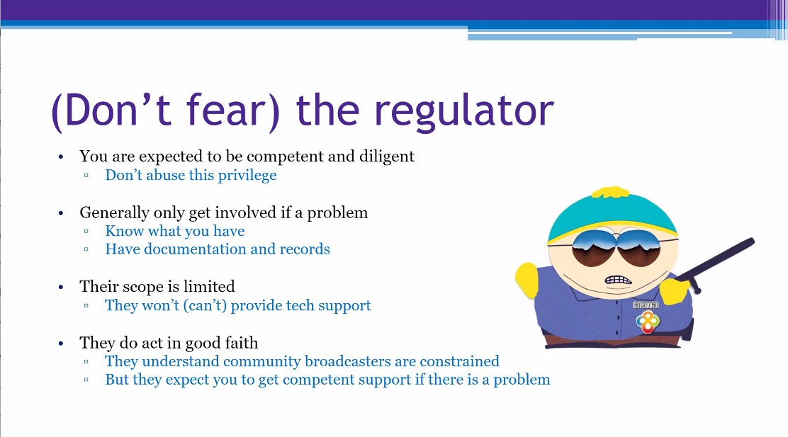 technorama_aus's tweet photo. Mathew Magee reminds everyone not to fear the regulator, but keep a few things in mind to keep them happy if they do need to chat to you #TR20V https://t.co/1WEa1hM5AI