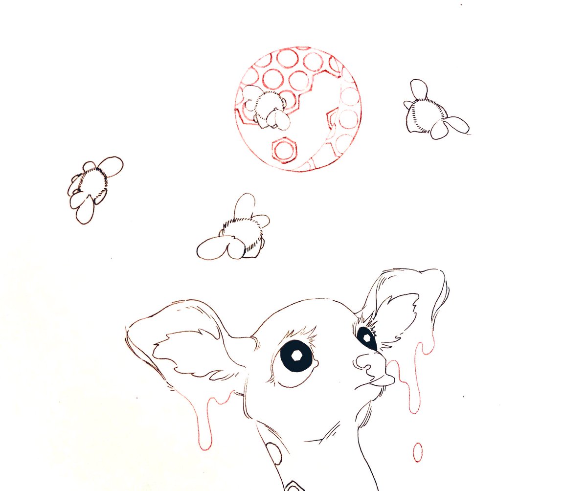 wip - you know what's quite hard to draw freehand?? honeycomb! XD 