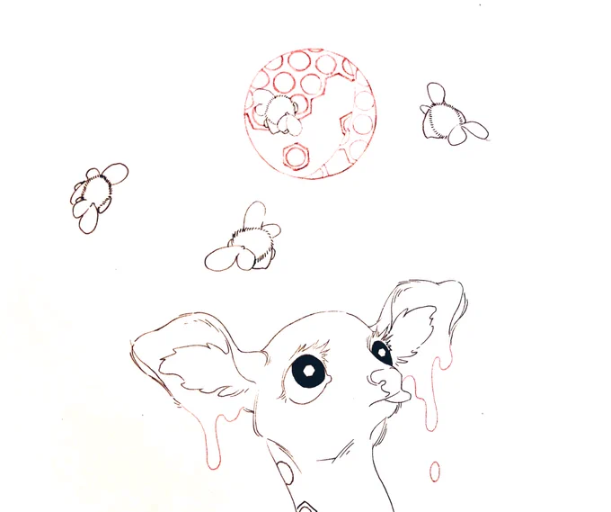 wip - you know what's quite hard to draw freehand?? honeycomb! XD 