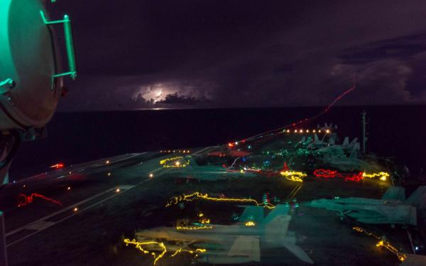 ANI's tweet photo. I can confirm USS Nimitz(CVN 68)&amp;USS Ronald Reagan (CVN 76) are holding dual carrier ops in South China Sea to support free&amp;open Indo-Pacific: Accreditation in Public Relations+Military Public Affairs Officer for Ronald Reagan Carrier Strike Group, Lt Cmdr S Brophy to ANI.#USNavy https://t.co/pmLKERqU3o