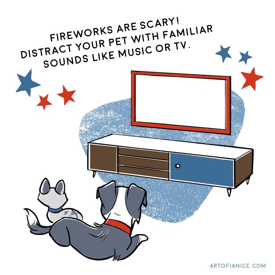 July 4th is my dog's least favorite night of the year, so I decided to make a little Independence Day PSA. Whether you're celebrating or not, keep these tips in mind to keep your pet safe and snug ❤️