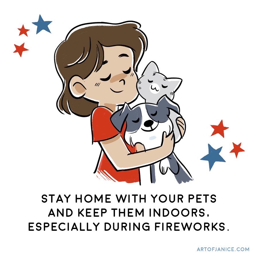 July 4th is my dog's least favorite night of the year, so I decided to make a little Independence Day PSA. Whether you're celebrating or not, keep these tips in mind to keep your pet safe and snug ❤️
