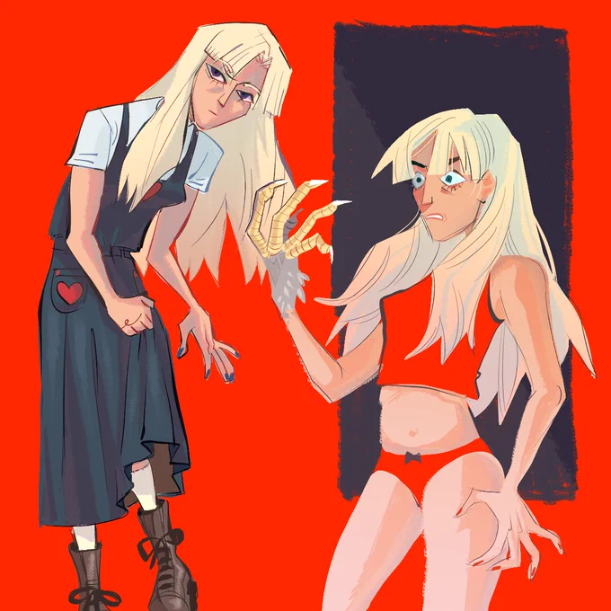 some ocs from a comic im working on with a friend. yoko and zaze. not gonna talk abt them too much cuz i dont wanna spoil the story so ill keep yall updated for when/where we plan to post it !! 