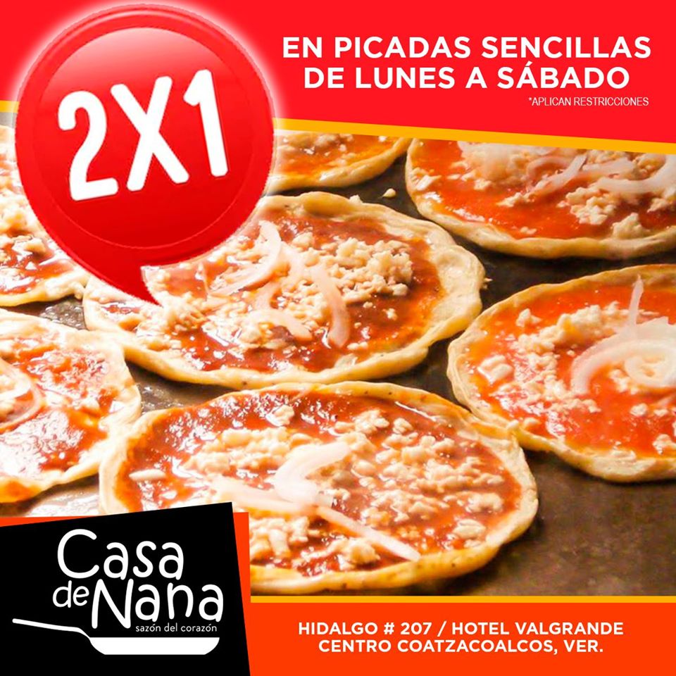 ValgrandeHotel's tweet photo. Aprovecha el 2x1 en picadas sencillas 🍴
📆 Lunes a sábado 
⏰ 7:00am a 2:00pm
Nuestra promoción en #ServicioADomicilo
Pedidos 👇
☎ 211 3200 / 212 1624 o vía WhatsApp 👉 https://t.co/dHqlbU9FQZ
*Aplican restricciones.
*Costo extra.
📍Hidalgo #207, interior Hotel Valgrande. https://t.co/QfnGVgucgy