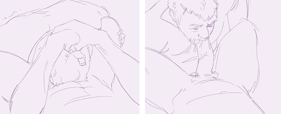 I did a few sketches of varying quality. They're up on the patreon for a couple days until I post them here! For now, enjoy a snaccmerc-naim definitely enjoys being choked on a big dick