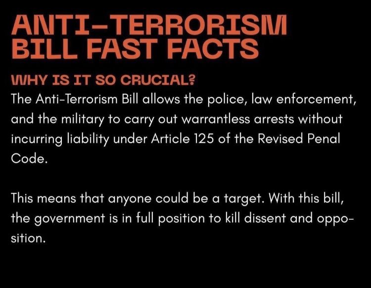 aangelafaith's tweet photo. FOR THOSE WHO ARE NOT AWARE WHAT IS ANTI-TERRORISM BILL THIS IS THE TIME THAT YOU SHOULD KNOW IT!!! 

#JUNKTERRORLAWNOW 
#ActivismIsNotTerrorism https://t.co/bUQ5xfW3Qt