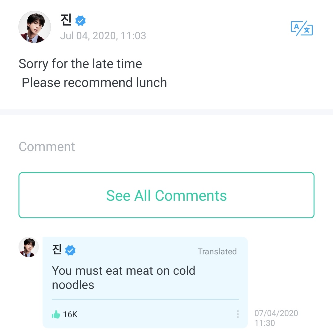 Jin only asked for food recommendations and the Fandom collectively guessed it's happening... now we just WAIT.