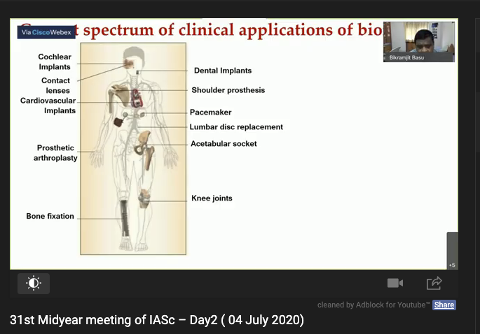 IAScBng's tweet image. #Biocompatible materials finds crucial applications in #biology and requires an in depth understanding of  materials science on one hand and #biomedical science on the other ...'From bench to bedside' - Prof. Bikramjit Basu. @iisc_forum , #MYM2020