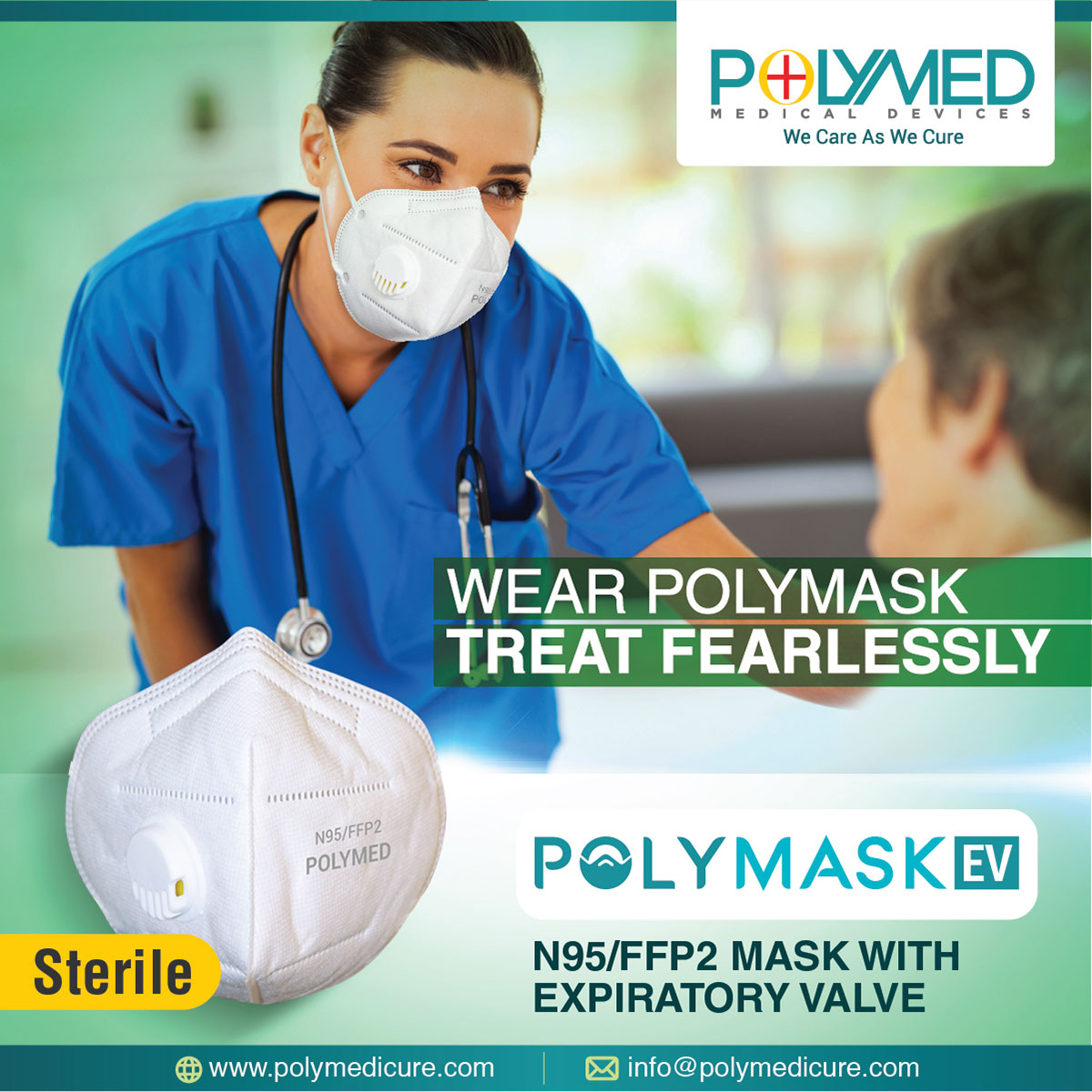 Polymedicure's tweet photo. Unlocking Health Fearlessly!
POLYMASK, Sterile N95/FFP2 Mask with and without Exhalation Valve.
#POLYMASK #MadeInIndia #VocalForLocal #PolymedCares. https://t.co/7KlmXxNfhw