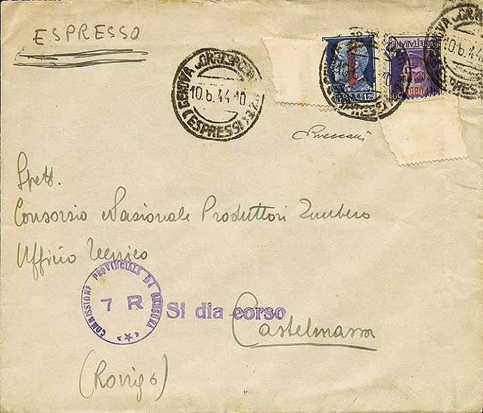 VaccariShop's tweet photo. ITALIA #RSI 1944 da #Genova a #Castelmassa  10.6.1944 con #Imperiale con applicati sopra anche i BDF come antifurto! - Sassone n.493+495 P. #Vaccari
EURO 35
Acquisto
https://t.co/7rxxlqRO3e
Scheda
https://t.co/LoVf3c0JRj
#francobollo #stamp #sello #timbre #briefmarke #filatelia https://t.co/EdToylsax5