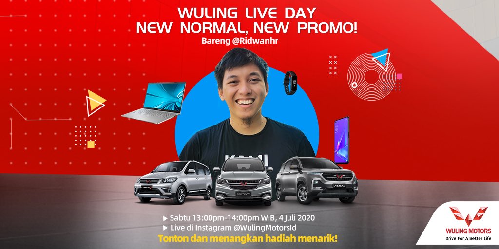 WulingMotorsID's tweet photo. Acara '#WulingLiveDay #NewNormalNewPromo' ini akan dibawakan langsung oleh bintang tamu spesial! Siapa aja?
Anda yg ada di rumah bakal ditemenin LIVE brg @boywilliam @fitra_eri & @ridwanhr, dijamin bakal seru banget, karena nggak cuma itu! (2)
#WulingMotors #DriveForABetterLife https://t.co/BjF6o8ksTN