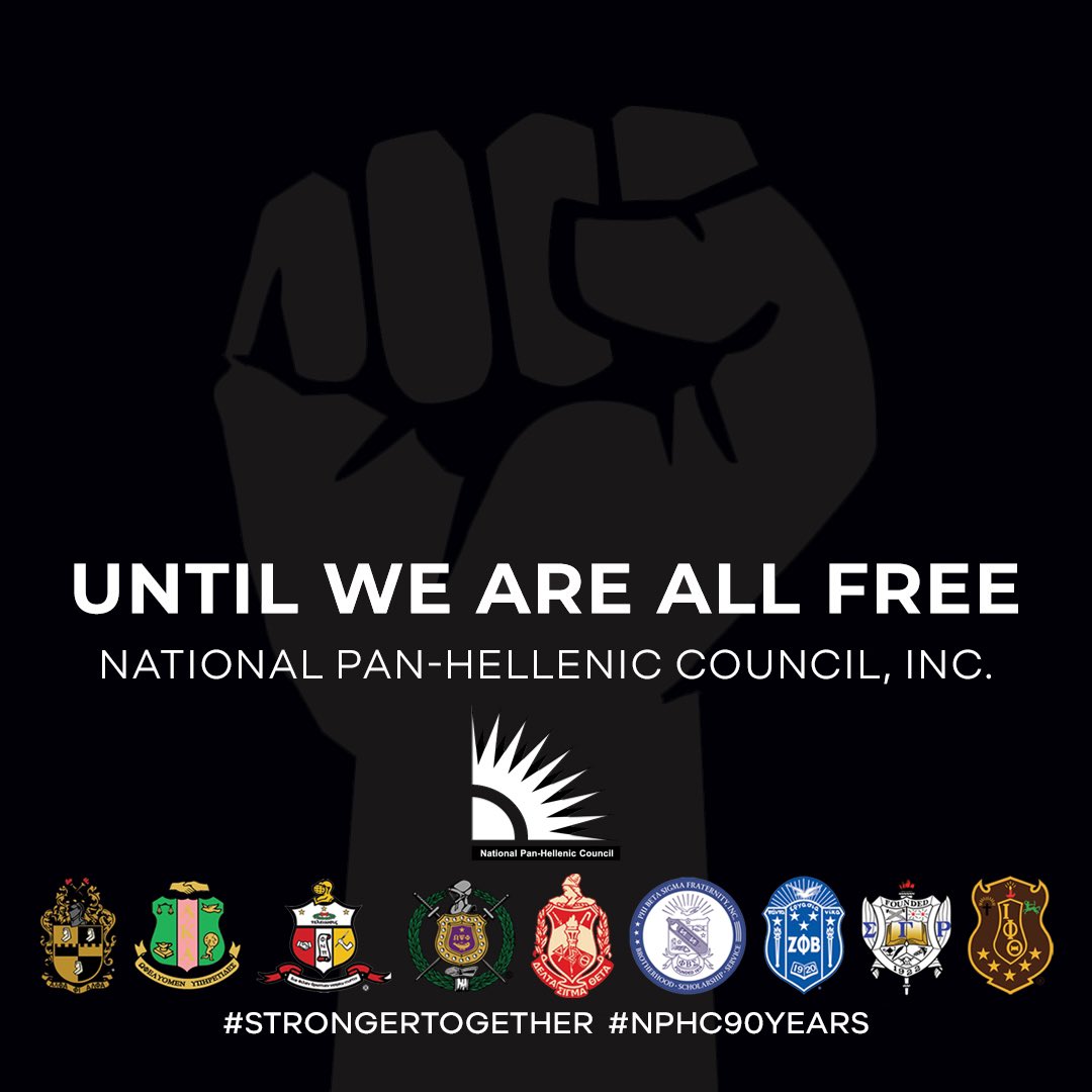 SGRho's tweet photo. We stand united. We won’t celebrate until we are all free... 
#sigmagammarho #sgrho #nphchq #blacklivesmatter https://t.co/BHS2grscgC