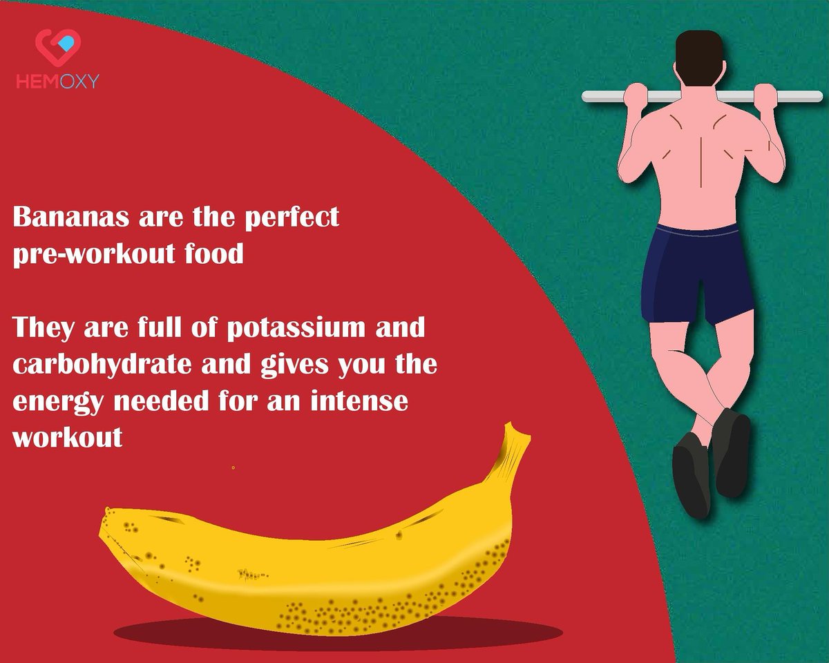 Hemoxy1's tweet photo. Banana are the perfect pre-workout food.

#hemoxy #hemocare #healthylife #workout #gym #excercise #healthylifestyle #freshmood #stressfree #banana #cardio #pullup #potassium #carbohydrate #energy #intenseworkout #hemocareprivatelimited #excercisedaily #healthbenefits #vitamins https://t.co/9pDhh6osHh