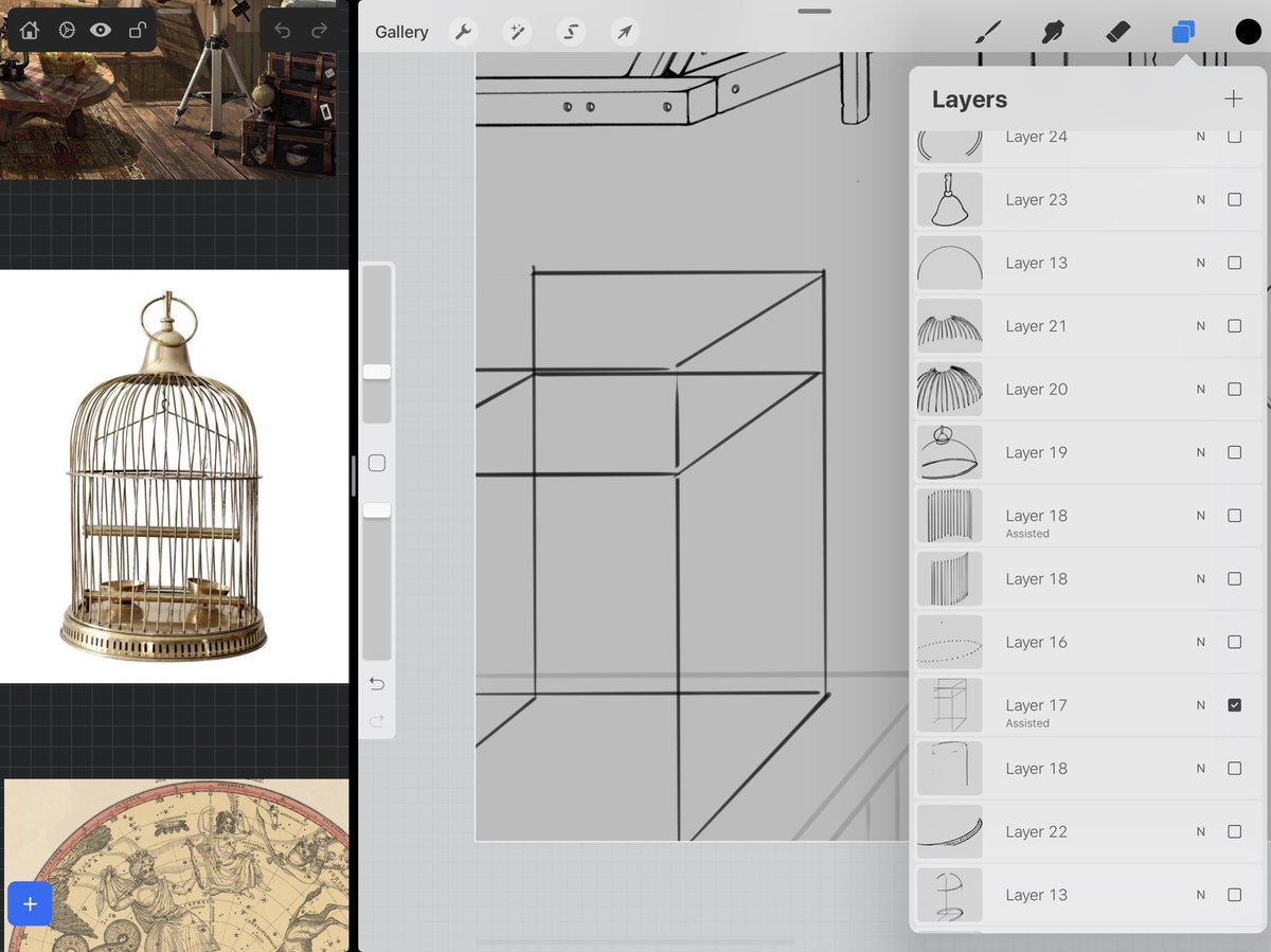 And while you're here, here's some of the steps I used in constructing the birdcage in perspective 