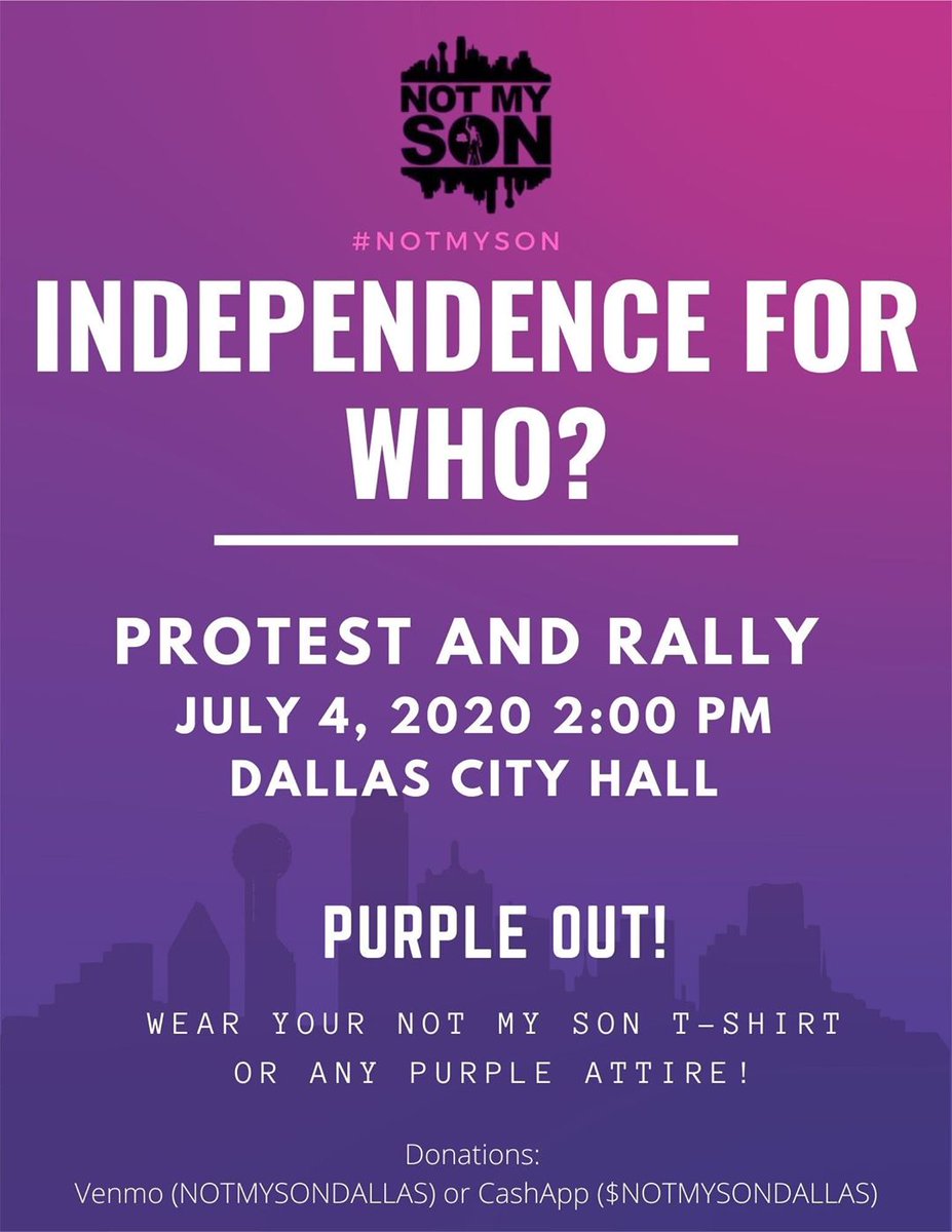 NotMySonDFW's tweet photo. Tomorrow, 2PM at Dallas City Hall! With Live Performances by Lula Carr, Naiya Guinn, Mike Guinn and LGB. Come celebrate your freedom to speak. Wear your mask & meet us there! #protestdallas #dallasprotest #dallasprotests #notmysondfw #notmyson #DallasTX https://t.co/eMIglPS6KS