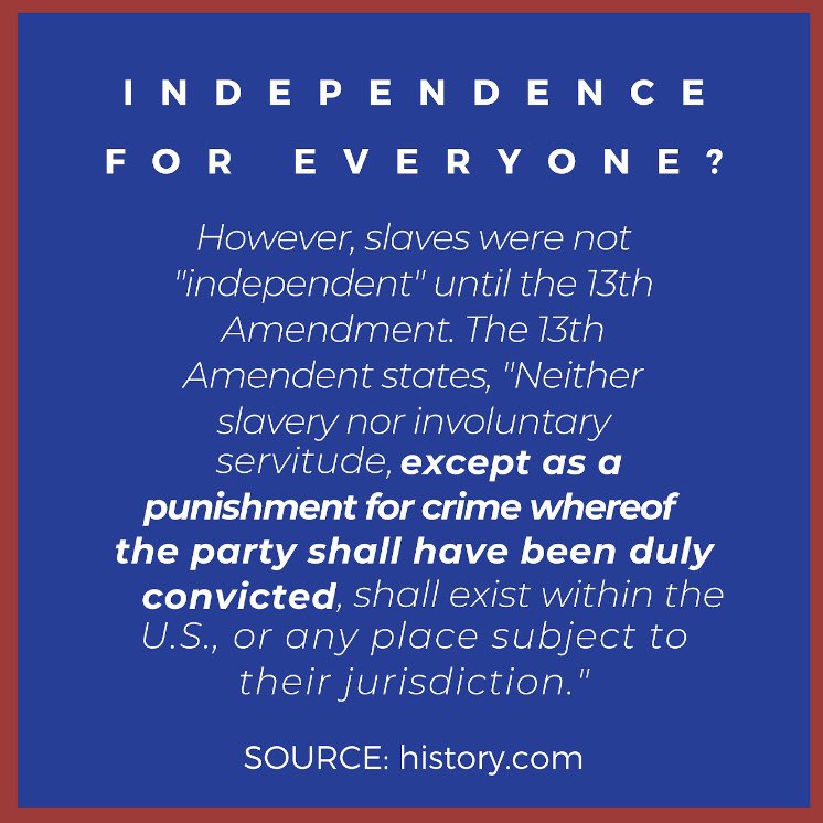 DONHBUHSD's tweet photo. Before you celebrate July 4 tomorrow, educate yourself on the limits of freedom against BIPOC communities. 

America was founded on the principles of freedom and justice, but innocent people are dying and children are kept in cages. 

Use your privilege and SPEAK UP! https://t.co/gOJIulKHuY