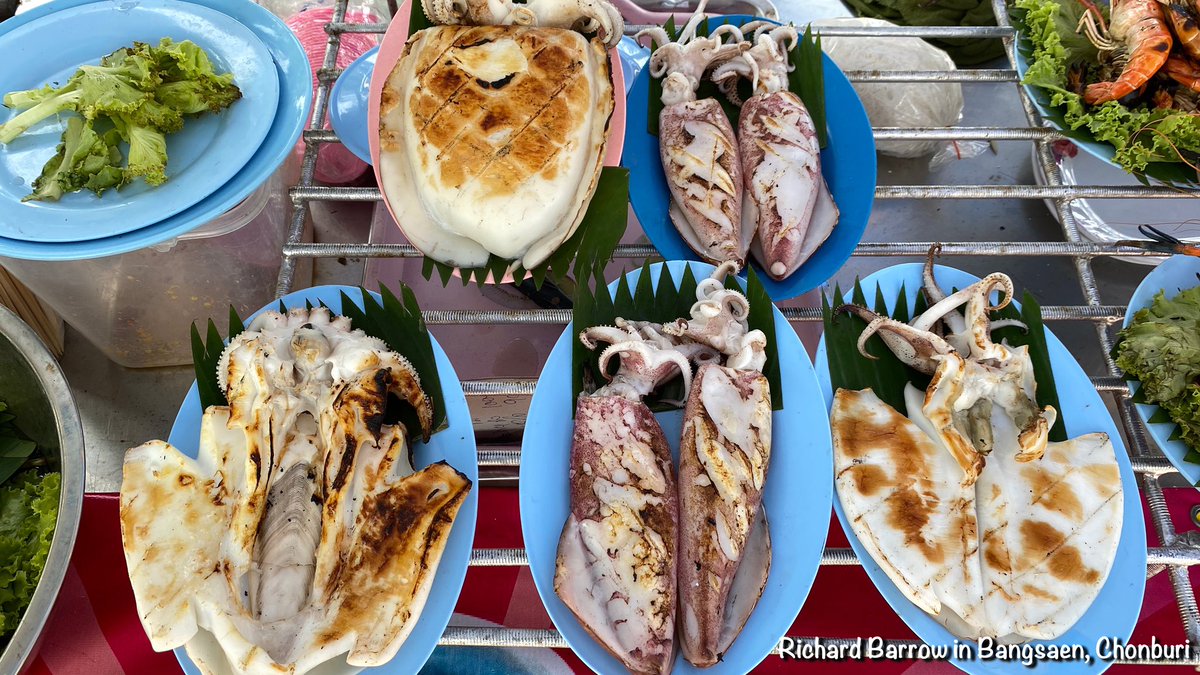 Two of the main reasons people come to Bangsaen Beach is for the sea breeze and seafood. And there is certainly plenty of that  #ThaiFood  #Thailand – bei  หาดบางแสน (Bang Saen Beach)