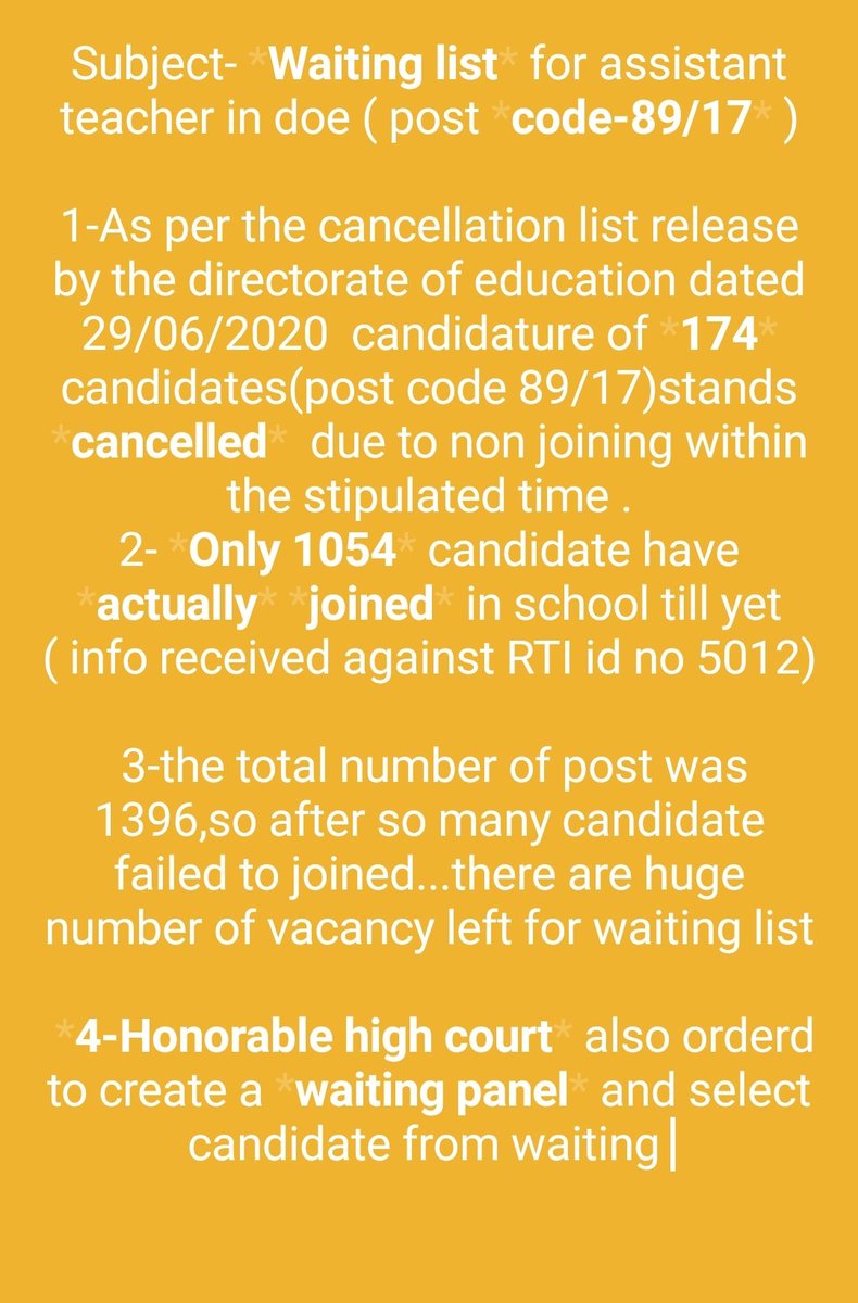 amitkapoor24's tweet photo. @msisodia @ArvindKejriwal @socialjurist
Kindly fill vacant post from waiting panel candidates of 89/17 and generate waiting list ASAP https://t.co/ibJGweVeR5