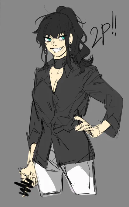 a friend reminded me that 2p versions were a thing so here's my take on 2p!chreac 