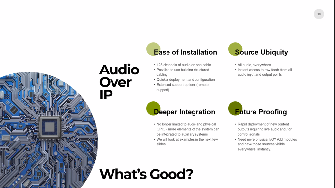 technorama_aus's tweet photo. #TR20V Aaron assures us that Audio Over IP can be a bit scary when you think of it, might even a challenge to initially configure...but the benefits far outweigh the negatives you may have. Especially because you are futureproofing. https://t.co/hObWERJzbS