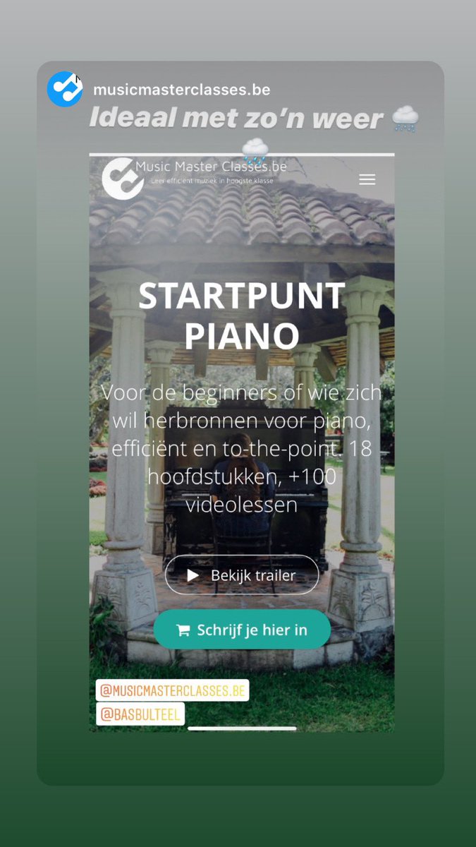 musicmastercla1's tweet photo. STARTPUNT PIANO! Ideaal met zo’n weer 🌨🌨🌨. Nu mogelijk met maandelijks abonnement of eenmalige betaling met altijd toegang tot de cursus! #musicmasterclasses #onlinemuziekonderwijs #🇧🇪 #basbulteelmusic #philabraham #maartenweyler #heinvandegeyn #brunocastelucci ... https://t.co/g9KRShRg2q