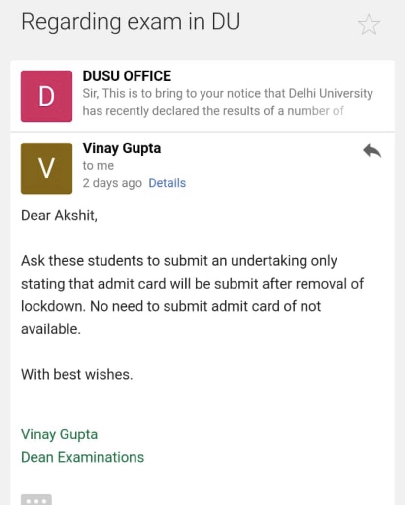 yashikasingh10's tweet photo. DU’s Dean can’t even write a proper mail and he expects us to give online exams. 
#ScrapOBE
#DuagainstOBE
#DuAgainstOnlineExam https://t.co/ZLW45wdaSL