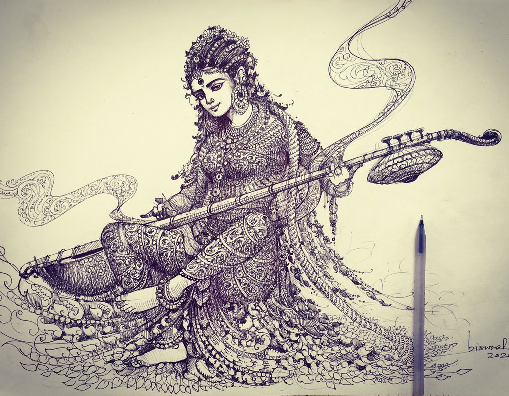 Indian Goddess Saraswati by me by ArtofAman on DeviantArt