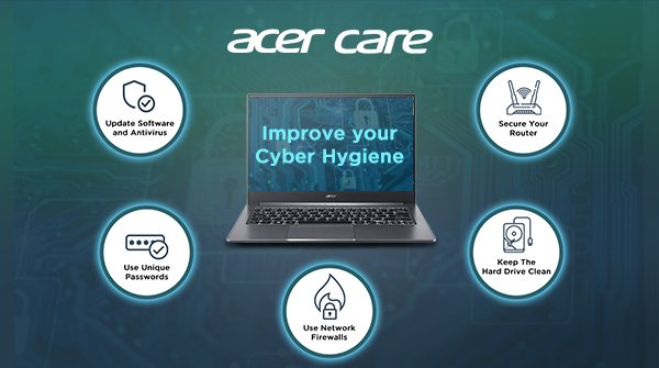 Acer_India's tweet photo. In this pandemic period, while personal hygiene is important, you need to also improve your cyber hygiene in order to maintain the health of your computer and enhance online security. Here's how you can ensure that you are protected against theft of your data.
#AcerCare https://t.co/5gLnAtXEHJ