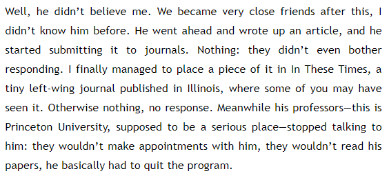 and this great short piece by chomsky recounting what was done to norman before the dershowitz affair, as a student:  https://chomsky.info/power01/ . his own professors and the entire university ostracized him. the title captures it: "The Fate of an Honest Intellectual". some excerpts: