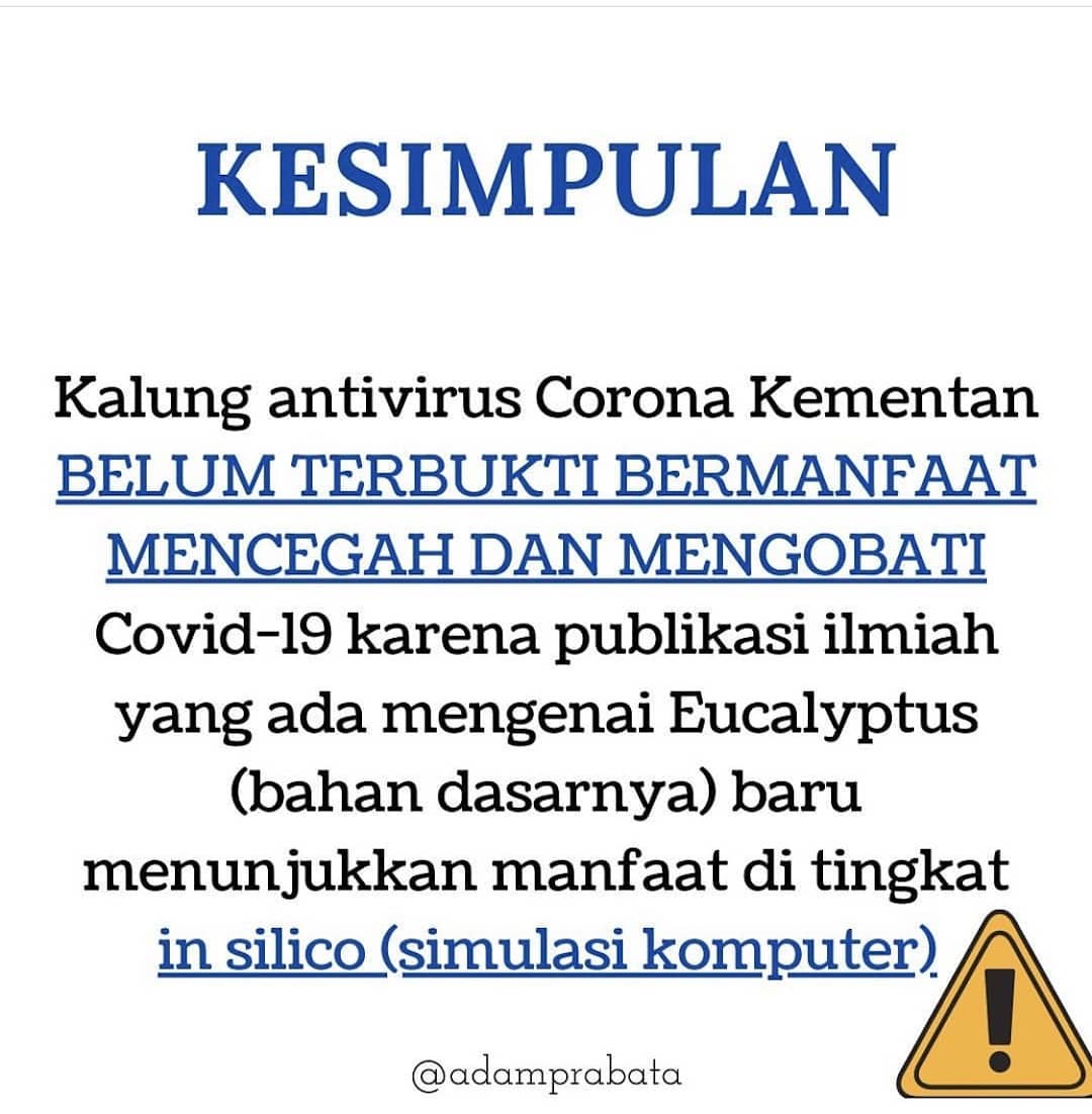 Benarkah kalung antivirus dari Kementan bermanfaat untuk membunuh atau mengobati Covid19?" 

🔂 <a href="/blogdokter/">dokterMade</a>