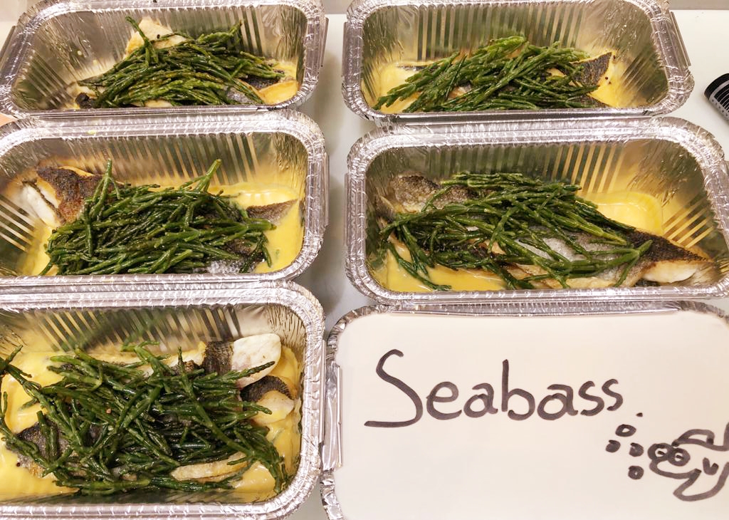 LartisanChelt's tweet photo. Pan Fried Seabass and Crunchy Samphire..as Takeaway !
 « A la Carte » +  £14.95 2 Courses Set Menu + Buckwheat Flour Pancakes + Artisan Patisserie Horsechoux  
#frenchrestaurant #frenchfood #cheltenham #ourchelt #takeaway #seafood  #artisan #galettes #savourypancakes https://t.co/31l2h2Ftsr