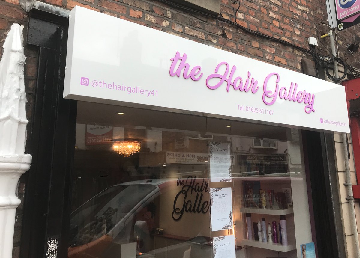 SXMacclesfield's tweet photo. Thank u to The Hair Gallery for choosing #signs Express #Macclesfield to supply & fit #traysign with #fretcut raised #acrylicletters & #windowgraphics !For all yr #signage needs π01625708844 #Cheshire #CheshireSet #Macclesfieldbusiness #Wilmslow #Alderley #Congleton #middlewich https://t.co/7D0a1rm8SH
