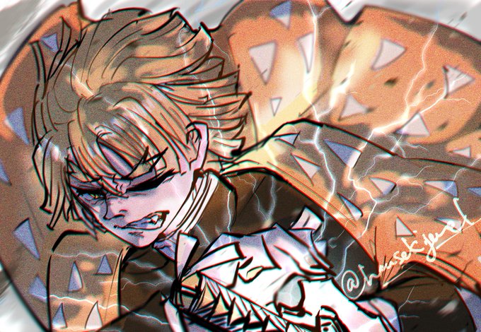 ✨Jewel ✨さんがTwitterに投稿した我妻善逸(鬼滅の刃)のイラスト。