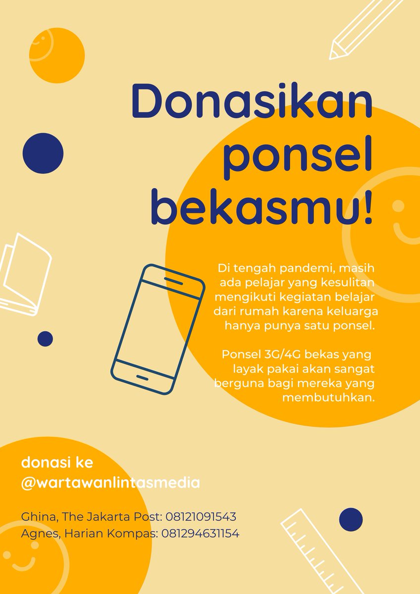 ghinaghaliya's tweet photo. Hi! Aku dan temen2 sedang kumpulin ponsel bekas 3G/4G yang masih layak pakai untuk keluarga di sekitar Jabodetabek yang hanya punya 1 ponsel dan anak2nya kesulitan untuk belajar di rumah. https://t.co/hdf4mST82t