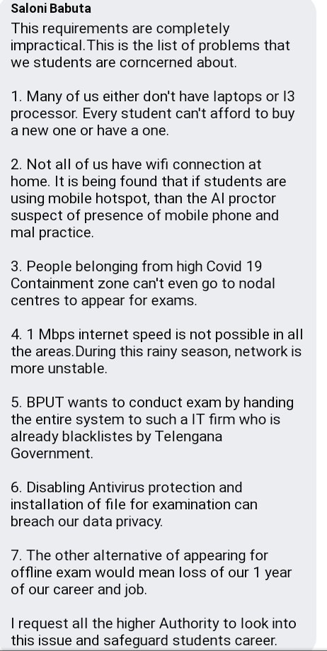 BabutaSaloni's tweet photo. @Naveen_Odisha At this time Odisha BPUT students needs your support. Our career is in danger. The guideliness and requirements issued by BPUT for online examination is impractical. #BPUT #BPUTStopKaroNa https://t.co/8uz0jmxadx