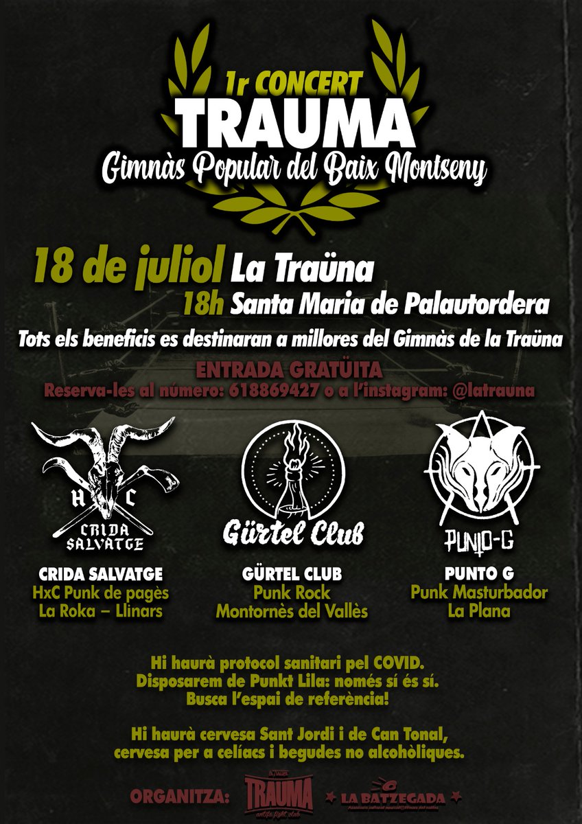 BRETOLSUNITED's tweet photo. El 18/07 concert a @latrauna en benefici del gimnàs popular i antifeixista #Trauma 
SUPPORT YOUR LOCAL ANTIFA https://t.co/GddYQBv0hn
