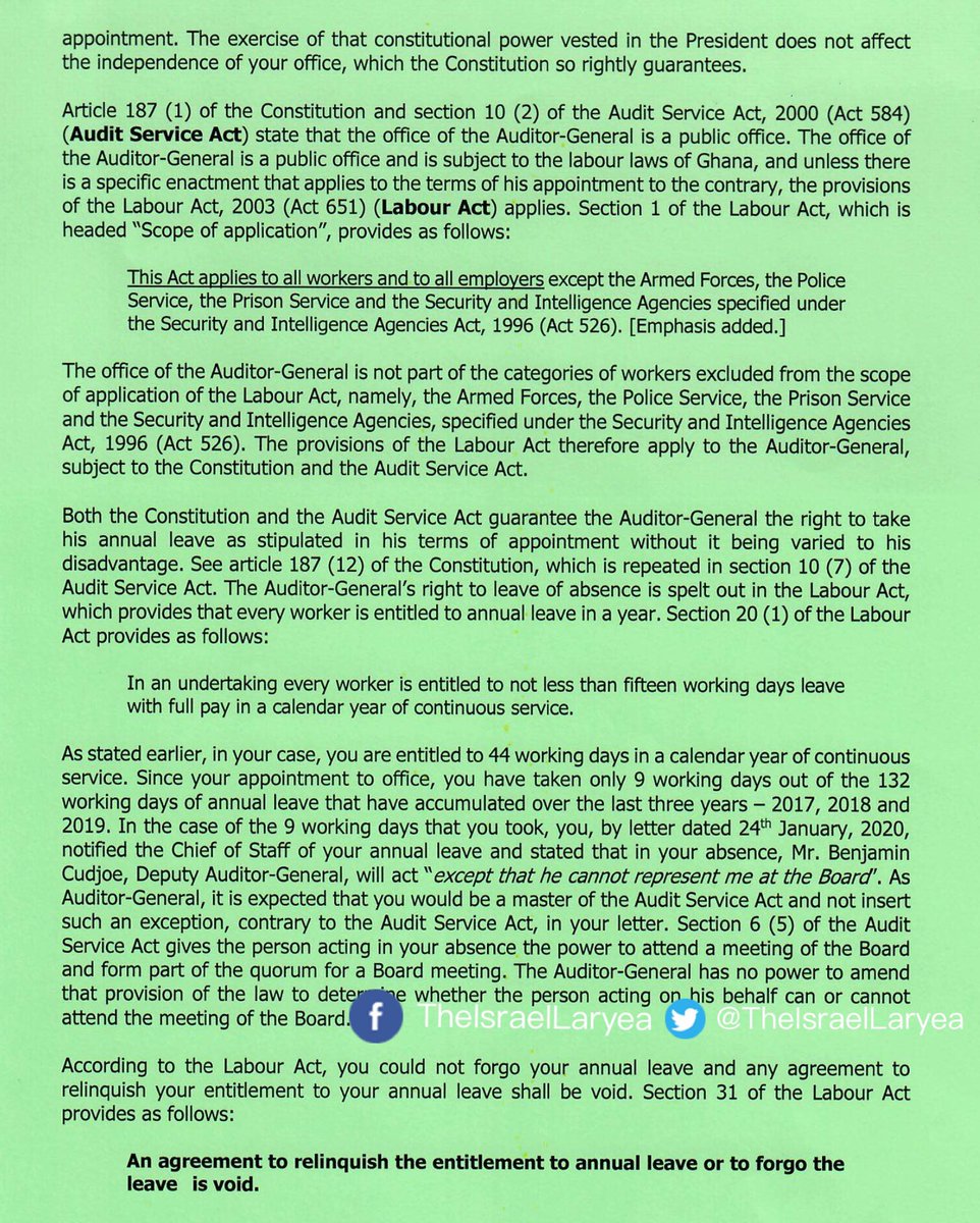 TheIsraelLaryea's tweet photo. With all due respect, the tone of this letter from the Office of the President of Ghana to the Auditor-General, Yaw Domelevo isn't presidential enough. My President shouldn't be seen engaged in a spat with anyone, let alone in the public domain.

#NotSoPresidential https://t.co/2BGKLa0rHo