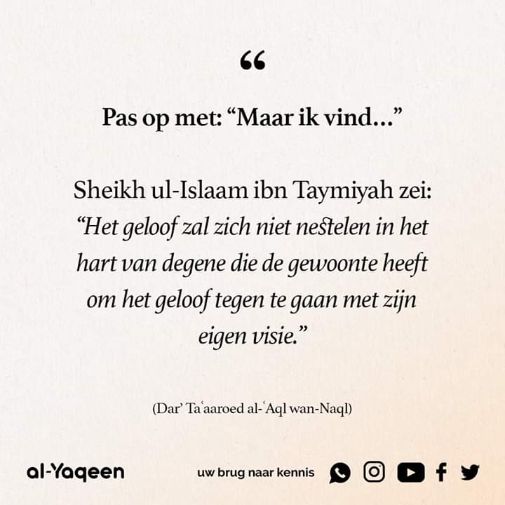 Ga het geloof niet tegen met je eigen visie