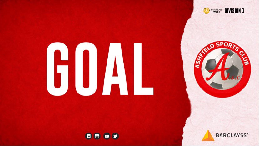 Debut man Hamish Van Dieken equalizes for the reds on 34” <a href="/FootballWest/">Football West</a>