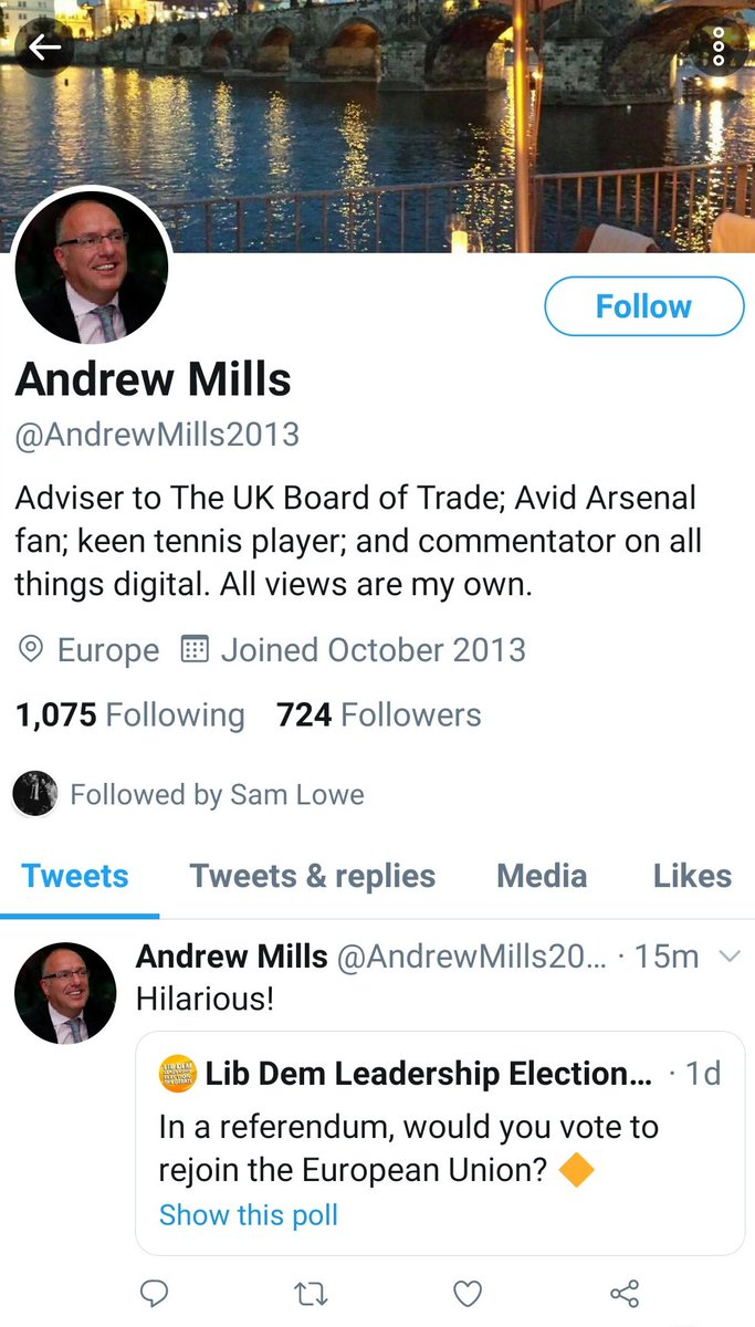 And he has a twitter profile which is rather on-brand for the modern Conservative Party.