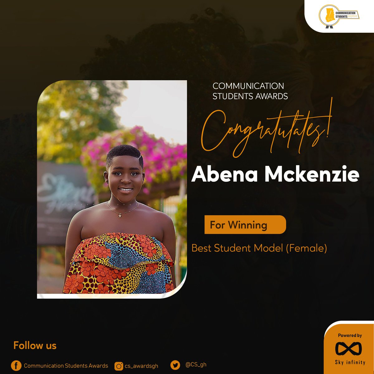 CSA_gh's tweet photo. Congratulations to you
#CommunicationStudentsAwards
#communicationstudents
#csawards2020
#marginsgroup #SkyInfinity https://t.co/QuXy0NEkTO