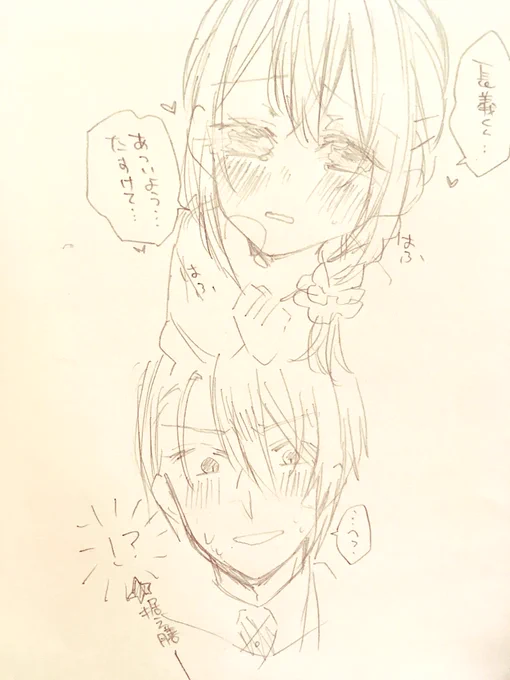 ※ものすごいらくがき
※ちょっぴり背後注意

まんば「たいへんだ!主が媚薬を飲んでしまったぞ!!どうする本歌!!!!(棒)」 