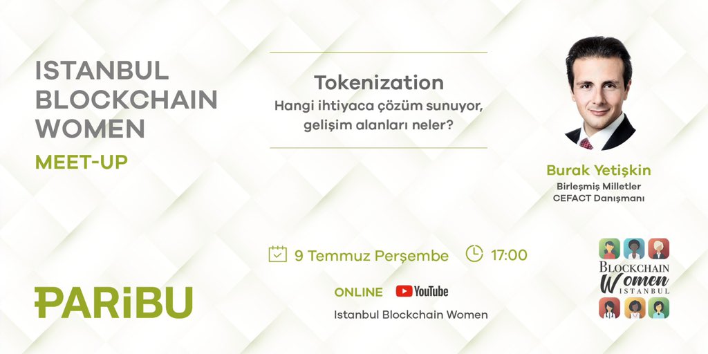 Sezonun son Meet-Up’ını kaçırmayın‼️
Tokenizasyon ile ilgili merak ettiğiniz herşeyi <a href="/Burakyetiskin/">Burak Yetiskin</a> ile konuşacağız. 
<a href="/ParibuCom/">Paribu</a> katkıları ile hazırlayacağımız online yayınımıza herkesi bekleriz❗️

🗓️ 9 Temmuz Perşembe
⏰ 17:00
 📍  youtu.be/b2N_ePtbDAk