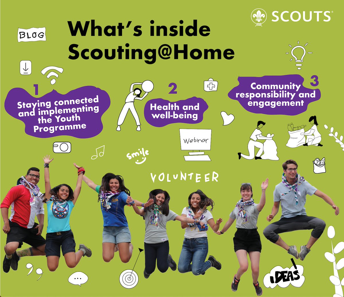 worldscouting's tweet photo. #ScoutLeaders: To help you safely lead Scouting activities from home &amp; get back to Scouting in-person when the time comes, you can find info &amp; tools on our services platform! Check it out: https://t.co/DjrYEAxlhD #Scouts #ScoutingAtHome https://t.co/1e35vR3JO3