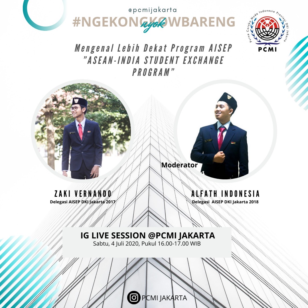 PCMIJakarta's tweet photo. IG Live Session TODAY at 4pm!
Meet Alfath and Zaki who will talk about their experience in ASEAN-India Student Exchange Program. See you!
#ngekongkowbareng
#InstagramLive https://t.co/EKvKOk8TFx