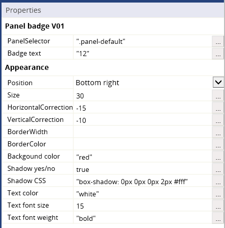 Webbit211's tweet photo. Panel Badge widget for @_WEM_ users. The last picture shows how easy it is to configure it to fit your design needs!
Find more such widgets at our store https://t.co/s7jksdzmfS ๐ป
#NoCode #webdevelopment #buildlikeapro https://t.co/HlMtb2bnIi