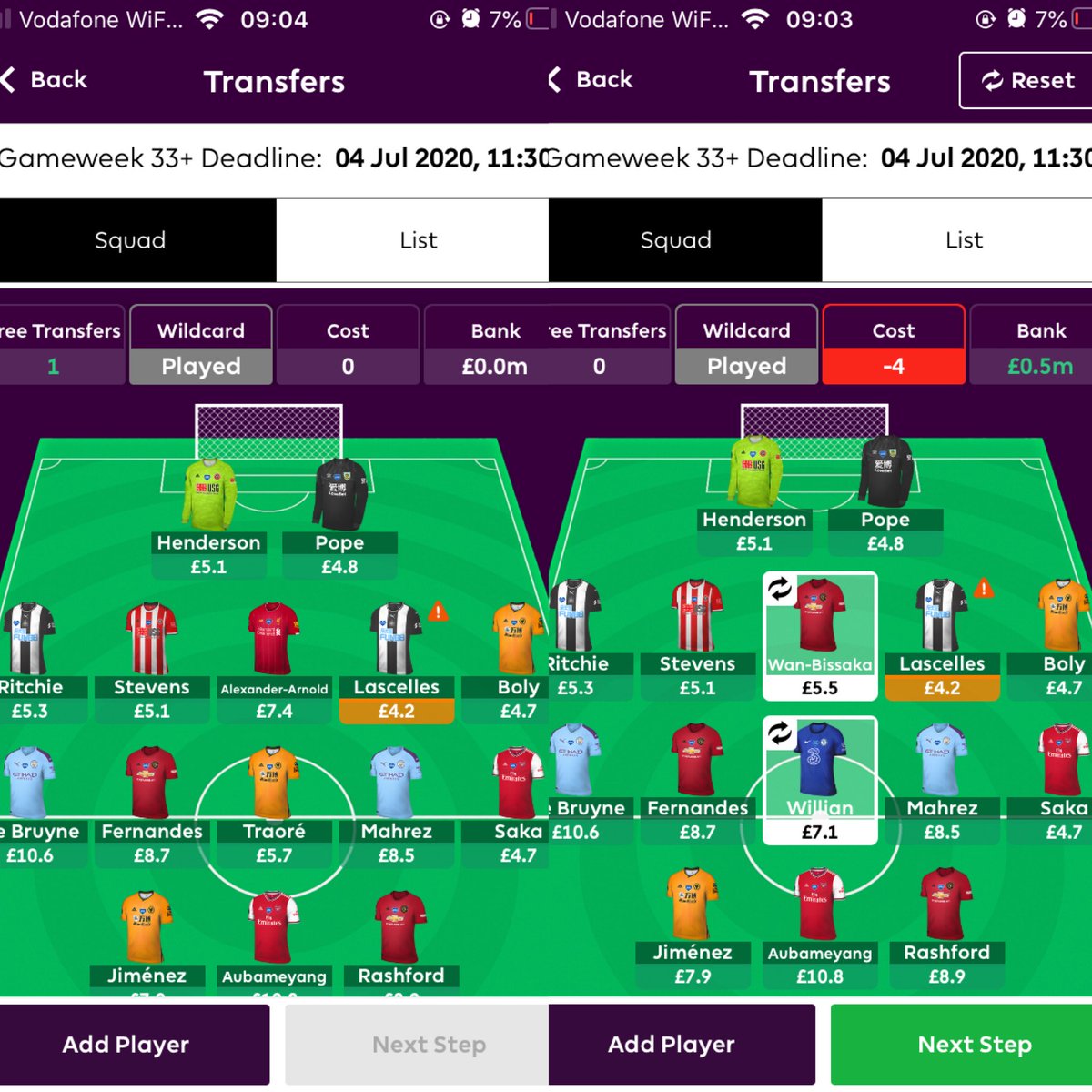 Mrstuartmillar's tweet photo. #FPLCommunity is it time to lost TAA? Struggling to decide whether to pull the trigger Traore to Willian or Pulisic.. #FPLCommunity https://t.co/BJsxrvOHmK