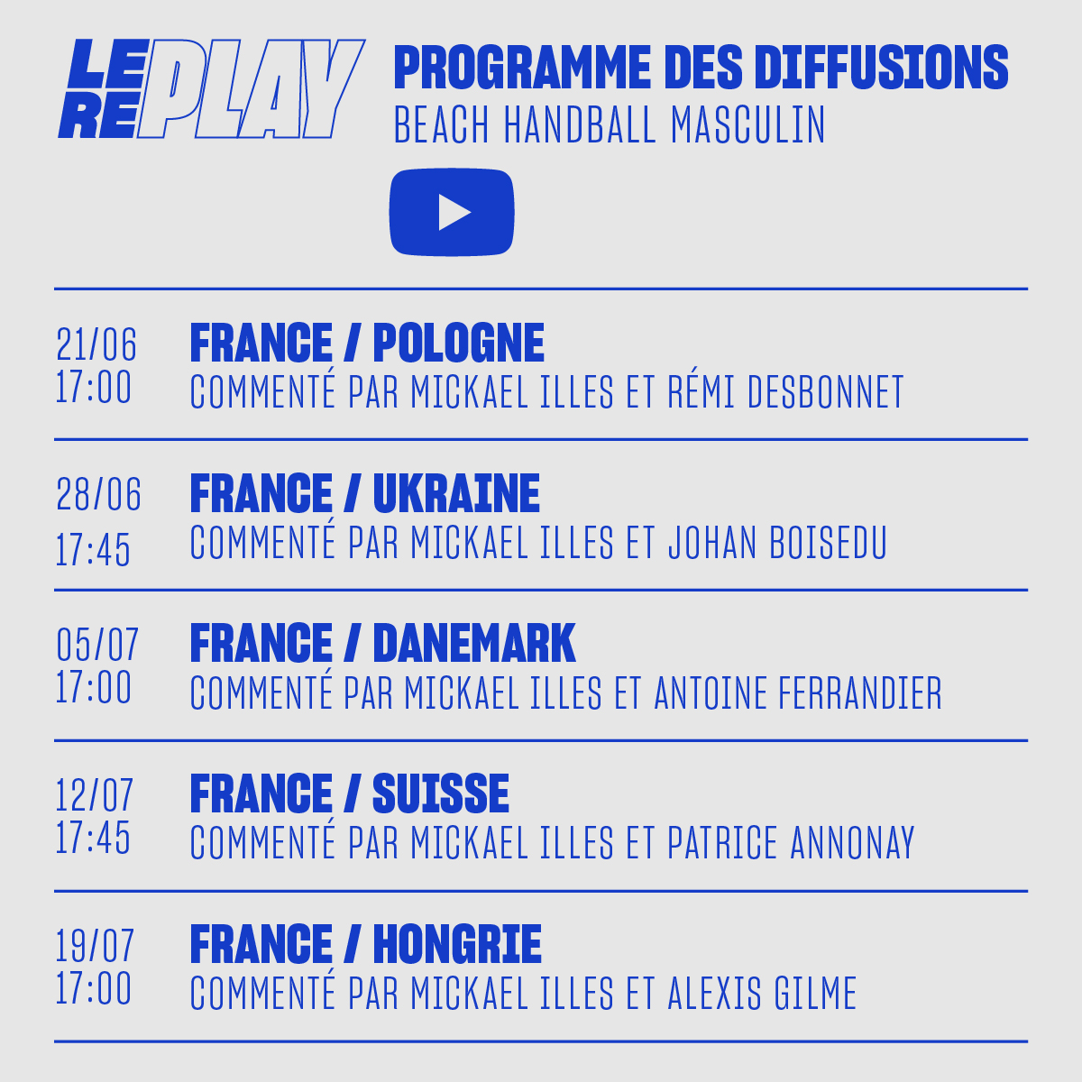 ffhandball's tweet photo. 🌞🆕 Vivez les matches des équipes de France de Beach Handball à travers les commentaires experts des joueurs et de leurs entraîneurs Valérie Nicolas et Mickäel Illes ! 

"LE REPLAY" vous offre un nouveau rendez-vous demain ▶ https://t.co/j5OEMU1Rxt

#OnEstTousHandballeurs https://t.co/BUTCZcp1NC