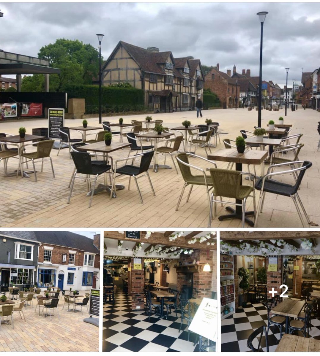 And we’re open !!!! Tables all spread out to meet social distancing guidelines. Eat outside al fresco or inside. No need to book, walk in service in operation. Looking forward to welcoming our customers back. Open every day from 9am til 5.30pm. #StratforduponAvon