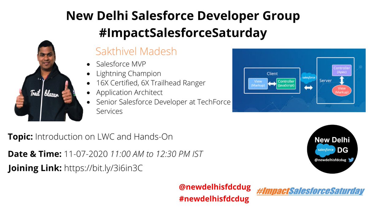 Here we go again!
#ImpactSalesforceSaturday (LWC Series of sessions)
1st Session: Introduction on LWC and Hands-On
by  <a href="/msakthivel83/">Sakthivel Madesh</a>
 newdelhisfdcdug.com/impactsalesfor…
#Salesforce
#newdelhisfdcdug